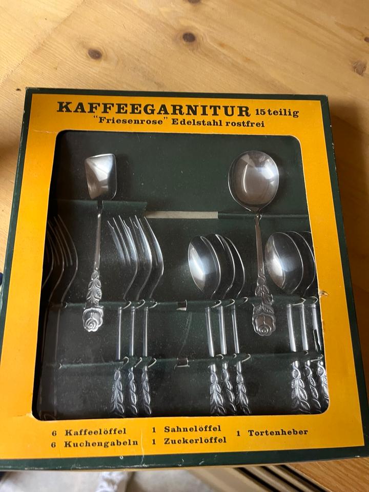 Kaffeegarnitur Vintage Kaffeebesteck Edelstahl Friesenrose in Unterammergau