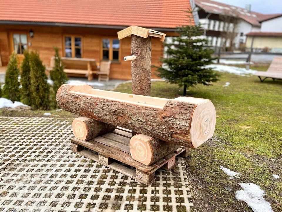 Holzbrunnen Baumstammbrunnen Holztrog Wassertrog Blumentrog in Schliersee