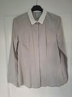 graue Bluse langarm mit weißem Kragen Gr. 36 H&M Hessen - Schotten Vorschau