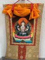 Thangka Chenrezig, aus dem Kloster d.Dalai Lama Handarbeit 108x65 Nordrhein-Westfalen - Erftstadt Vorschau