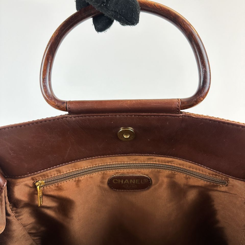 CHANEL Vintage Shopper Bast / Holz / Leder Summer Tasche in Hamburg