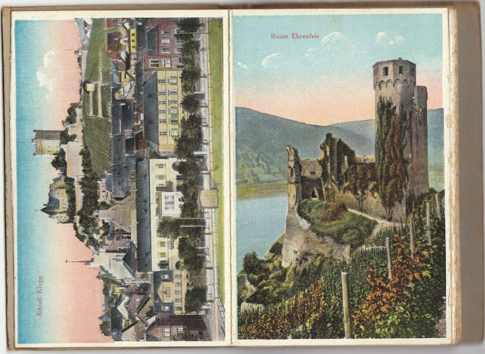 Leporello Rheinische Schlösser u. Burgen, 20 Postkarten, um 1900 in Hamburg