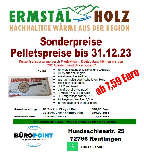 Pellets Sackware 15 kg in Reutlingen