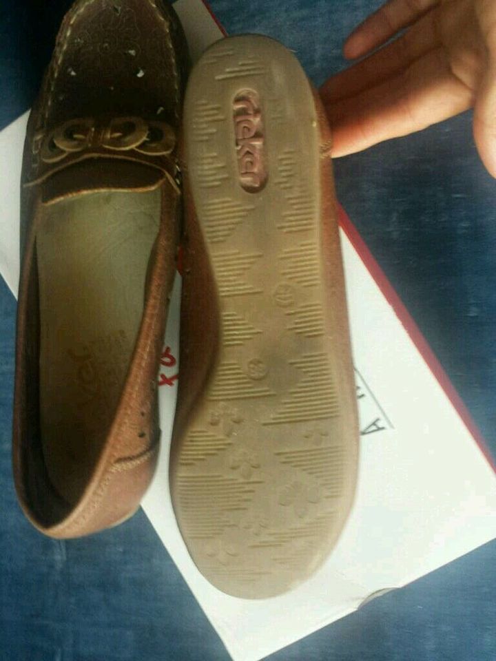 Rieker Slipper/Mokkasins Ballerinas braun echt Leder,Gr.38, Super in Saarbrücken