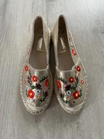 Damen-Espadrilles Primark, Gr. 37, gold mit Blumen Bayern - Leipheim Vorschau