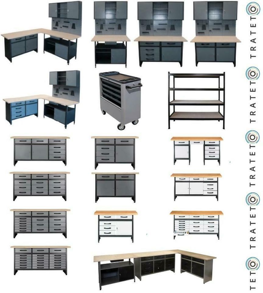 Werkbank Set 3 tlg. Werkstattset Werktisch Montagetisch 120 cm in Erkelenz