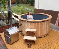 Whirlpool Badezuber mit Außenofen GFK komplett Set Hottub 200 Ø Nordrhein-Westfalen - Hüllhorst Vorschau