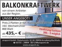 BALKONKRAFTWERK PREMIUM 850WATT Förderung/Sachsen 300 Euro mög. Sachsen - Annaberg-Buchholz Vorschau