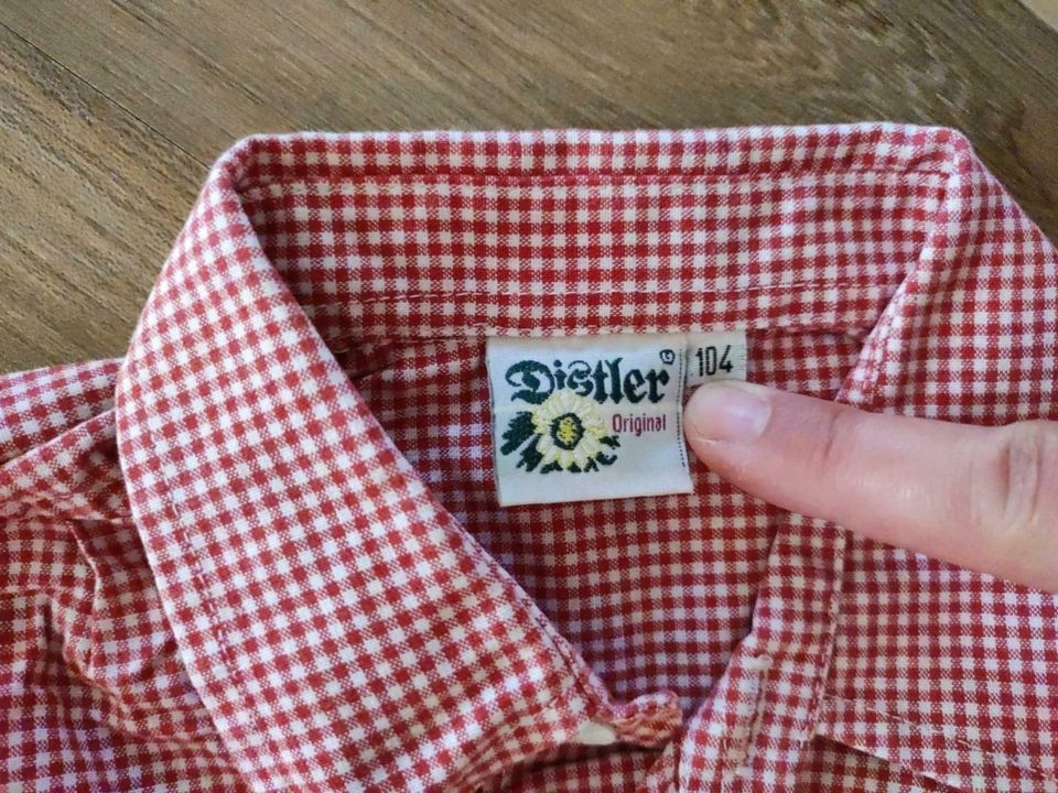 Trachtenhemd zur Lederhose rot kariert Gr.104 Distler in Stadtbergen