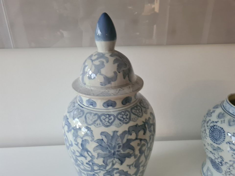 Blau Weiße Deckel Vase & Vase  ohne Deckel Manufaktur Flamant in Bochum