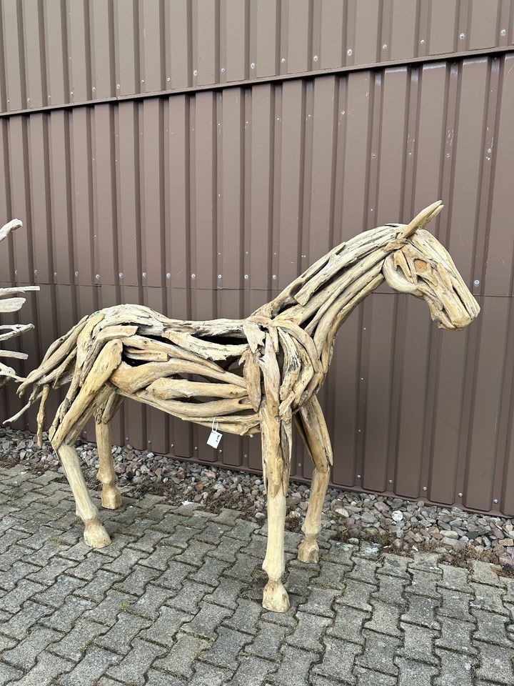 Pferd Teak Holz Skulptur Luxus Deko Pferde Pferdehof in Rinteln