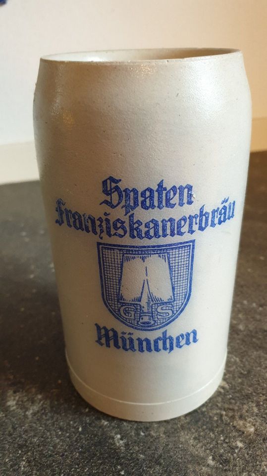 Bierkrug Steinkrug Keferloher Spaten Franziskaner Bräu München 1L in Gmund
