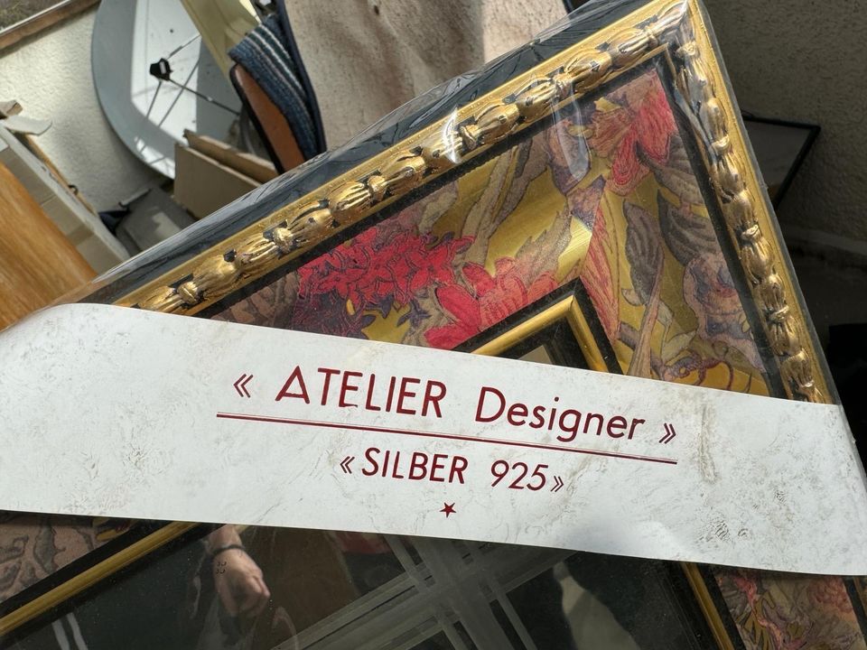 Spiegel mit Kunst Atelier Designer 925 Silber - Antiquitäten in Alzey
