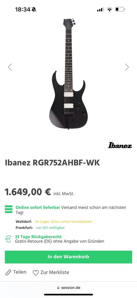 Ibanez E-Gitarre Top Zustand 7 saitig in Nienburg (Weser)