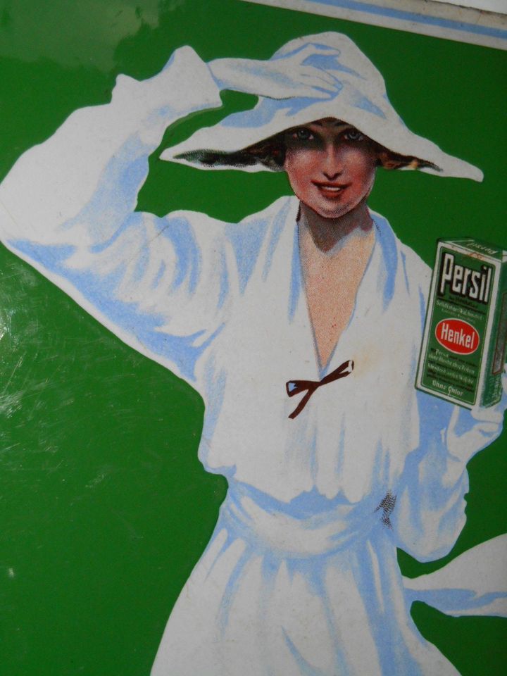 Ankauf Verkauf Emailschilder Persil Dame um 1925 Original in Krakow am See