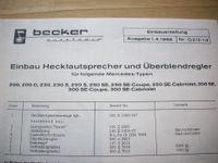 Becker Radio Einbau Lautsprecher Überblendregler Mercedes 1966 Hessen - Ober-Ramstadt Vorschau