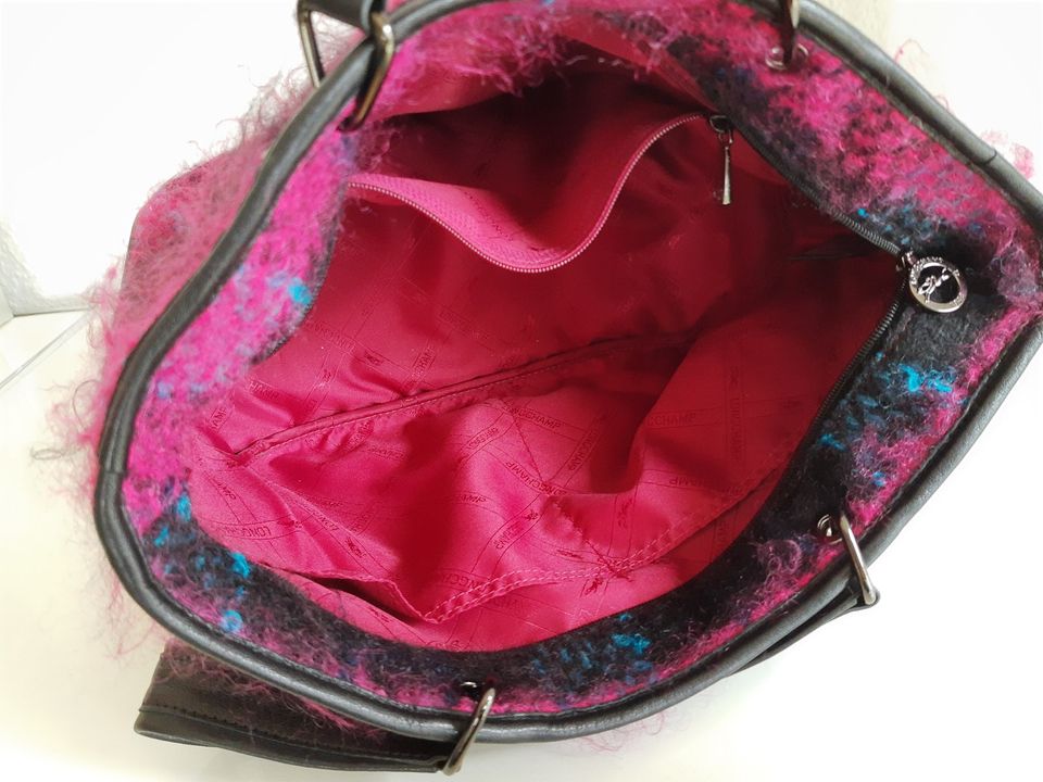 Longchamp Handtasche Leder mit Mohair pink/d-braun TOP 29x14x23 in Griesheim