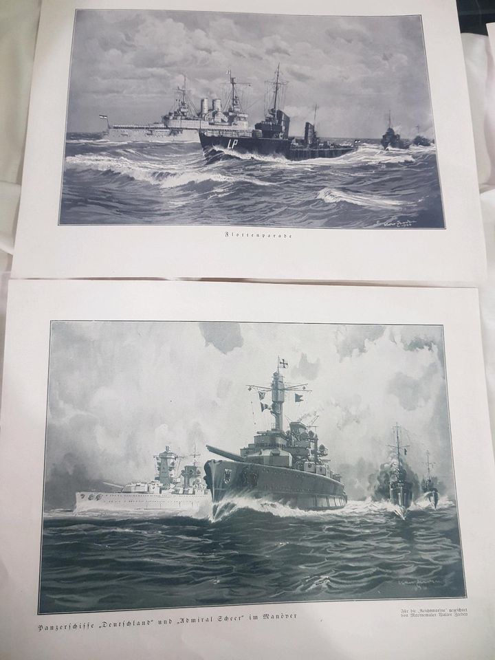 Militaria Marine Reichsmarine Kriegsmarine Kriegsschiff Grafik in Leipzig