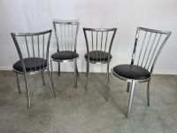 Set, 4x Esszimmer Stühle, Stuhl, Metall Chrom Leder Vintage Retro Kr. München - Putzbrunn Vorschau