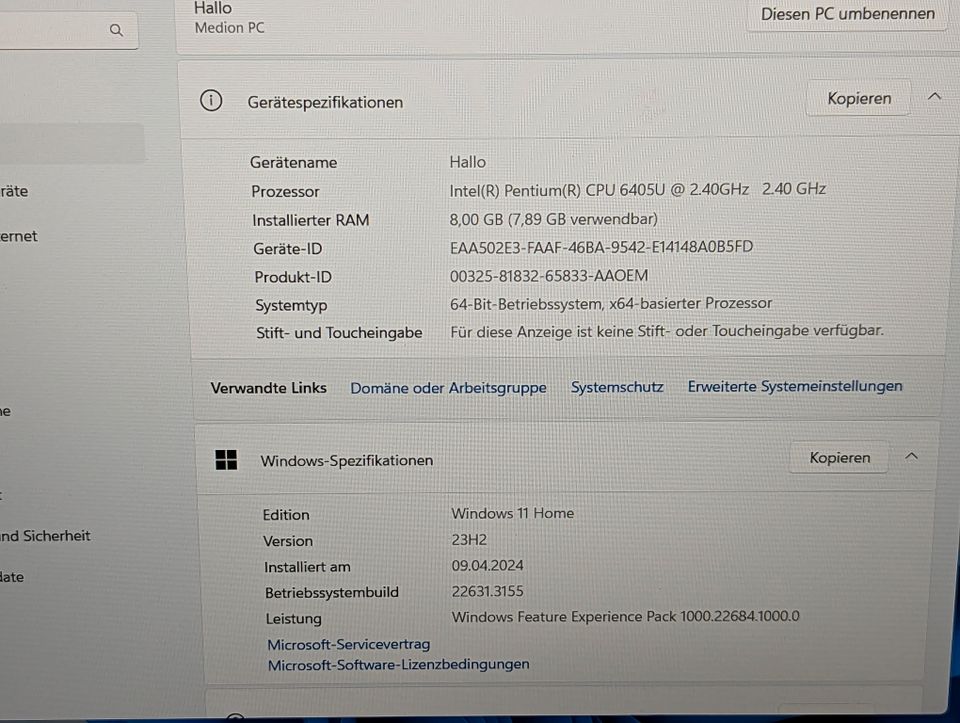 Medion S15447 Notebook 15 Zoll Windows 11 8 GB RAM, 256 GB SSD in Mengen