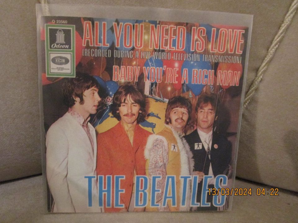 THE BEATLES – All You Need Is Love – 1967 Odeon Single (VG / EX) in Groß-Gerau