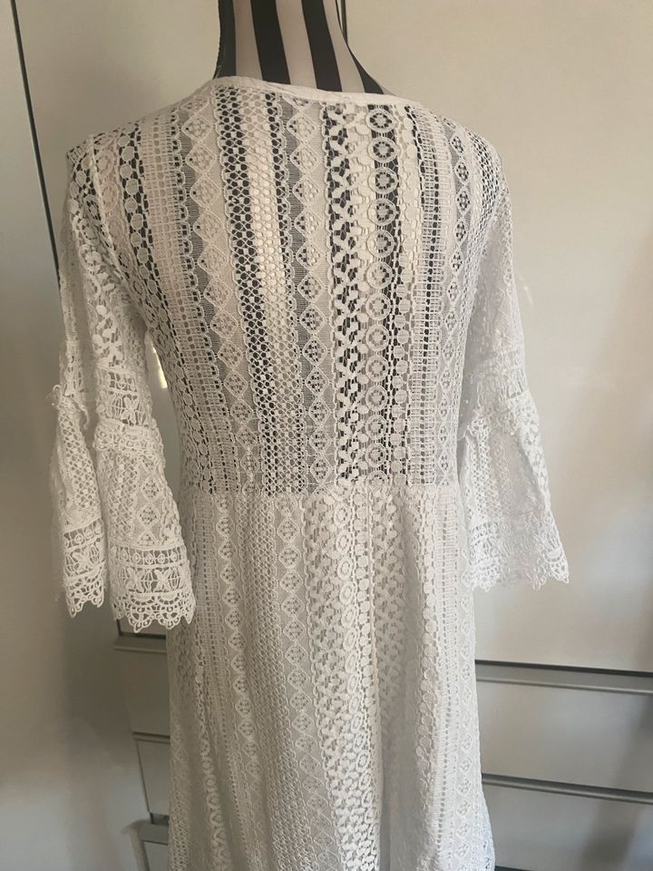 Weißes SpitzenKleid Sommerkleid Ibiza Boho ML in Witten