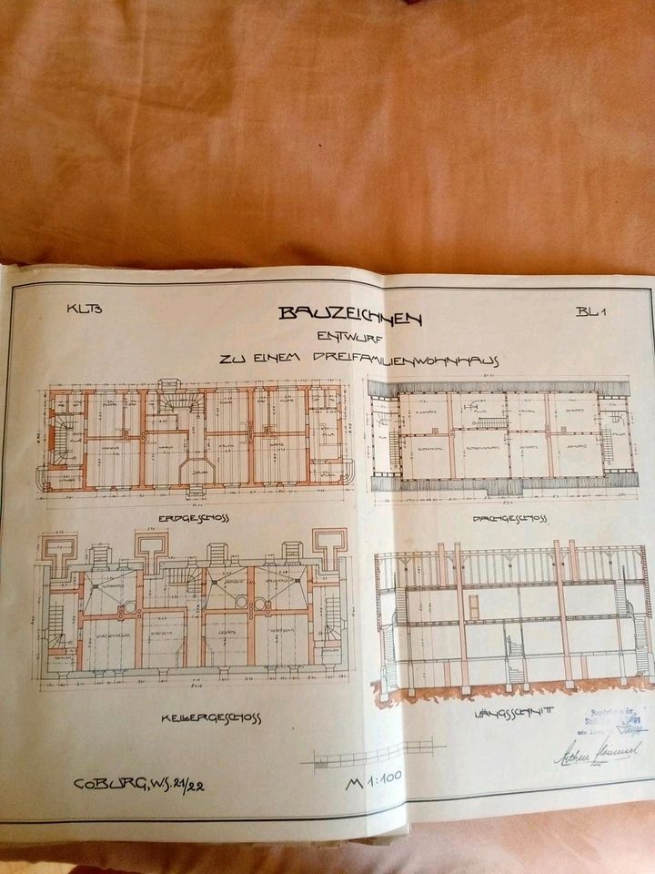 Bauzeichnungsmappe  Architektenmappe A3 1919-1922 Antiquität in Dresden