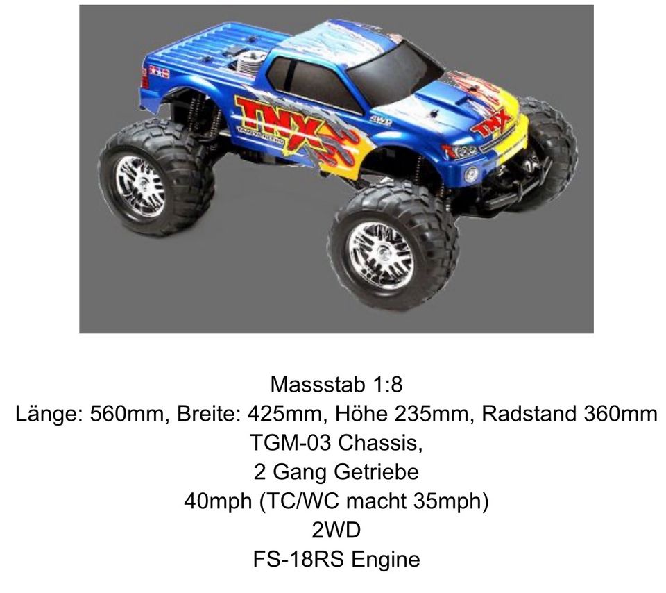 Tamiya TNX 1:8 Verbrenner RTR komplett TGM03 in München