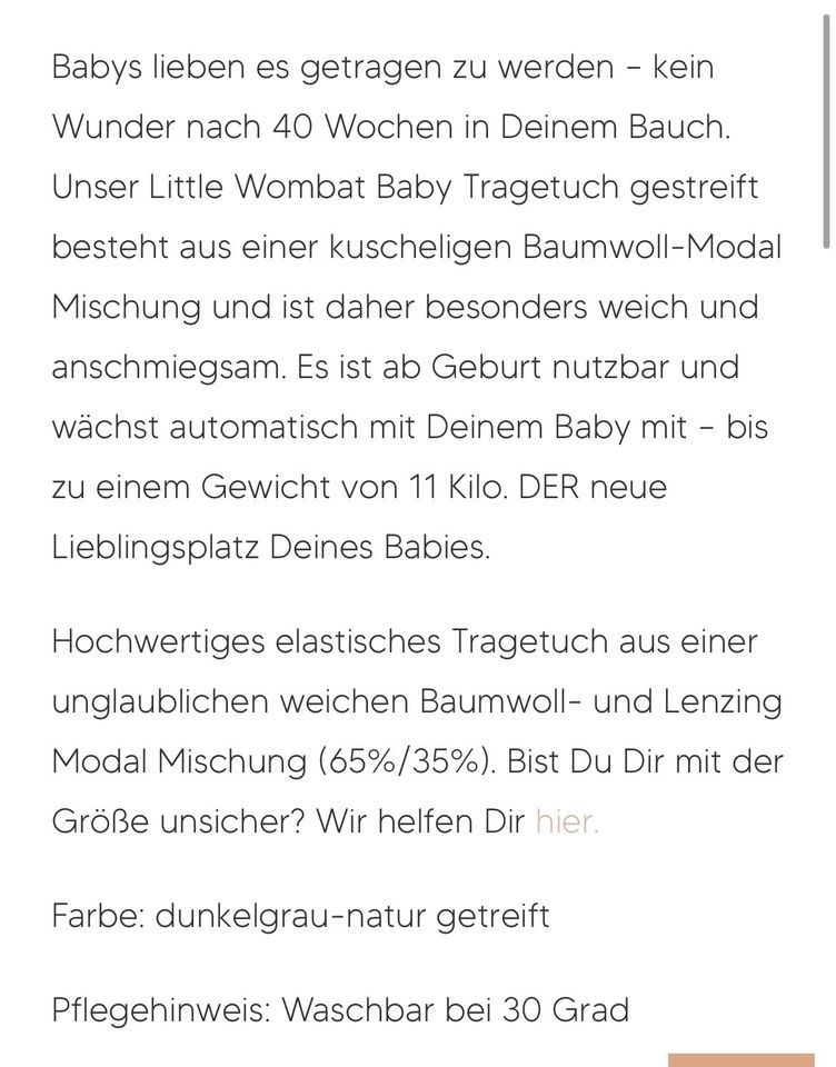 TragetuchLittle Wombat Baby in Tiefenbach