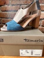 Sandalen Pumps Veloursleder beige/blau Berlin - Steglitz Vorschau