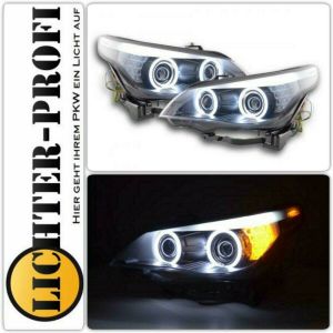 3D LED Angel Eyes Scheinwerfer für BMW 5er E60 / E61 03-07 chrom
