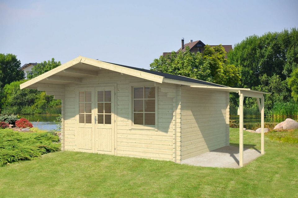 40mm Gartenhaus 410x410 cm + Schleppdach Gerätehaus Holzhaus Holz in Hahn am See
