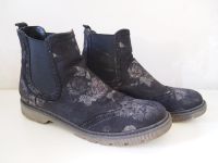 schwarze Schuhe Boots Stiefeletten mit silbernem Blumenmuster Berlin - Schöneberg Vorschau