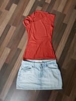 Outfit Shirt Top Rostrot asymmetrisch Gerafft Jersey Jeansrock S Altona - Hamburg Iserbrook Vorschau