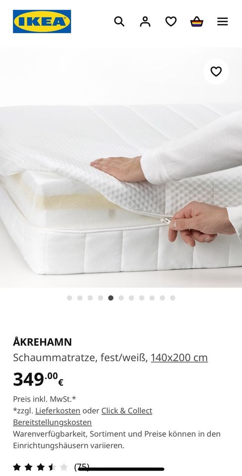 IKEA Malm Bett mit Lattenrost und Matratze in Friedrichshafen