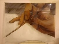 Glasgrafik Wandbild 'Malende Hand' Saarland - Rehlingen-Siersburg Vorschau