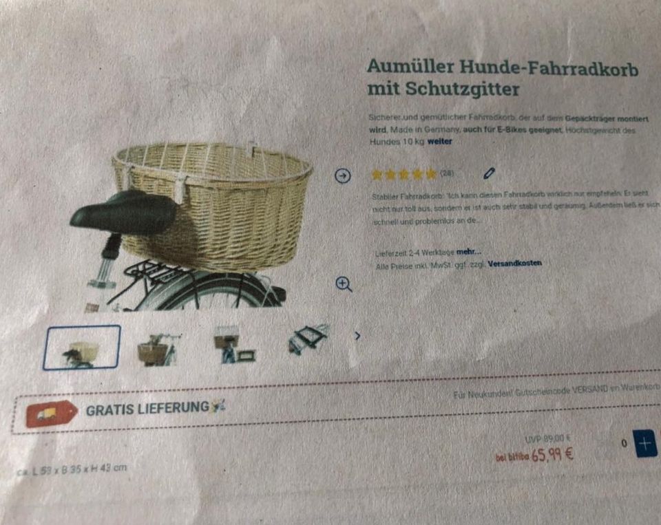 Hunde Fahrradkorb mit Schutzgitter Marke Aumüller in Hessen - Cölbe | eBay  Kleinanzeigen ist jetzt Kleinanzeigen