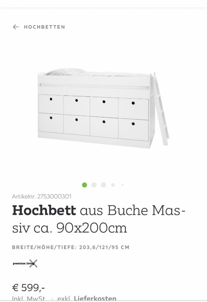 Hochbett Kinderbett mit Schubladen Stauraum weiß INKL Matratze in Frankfurt am Main