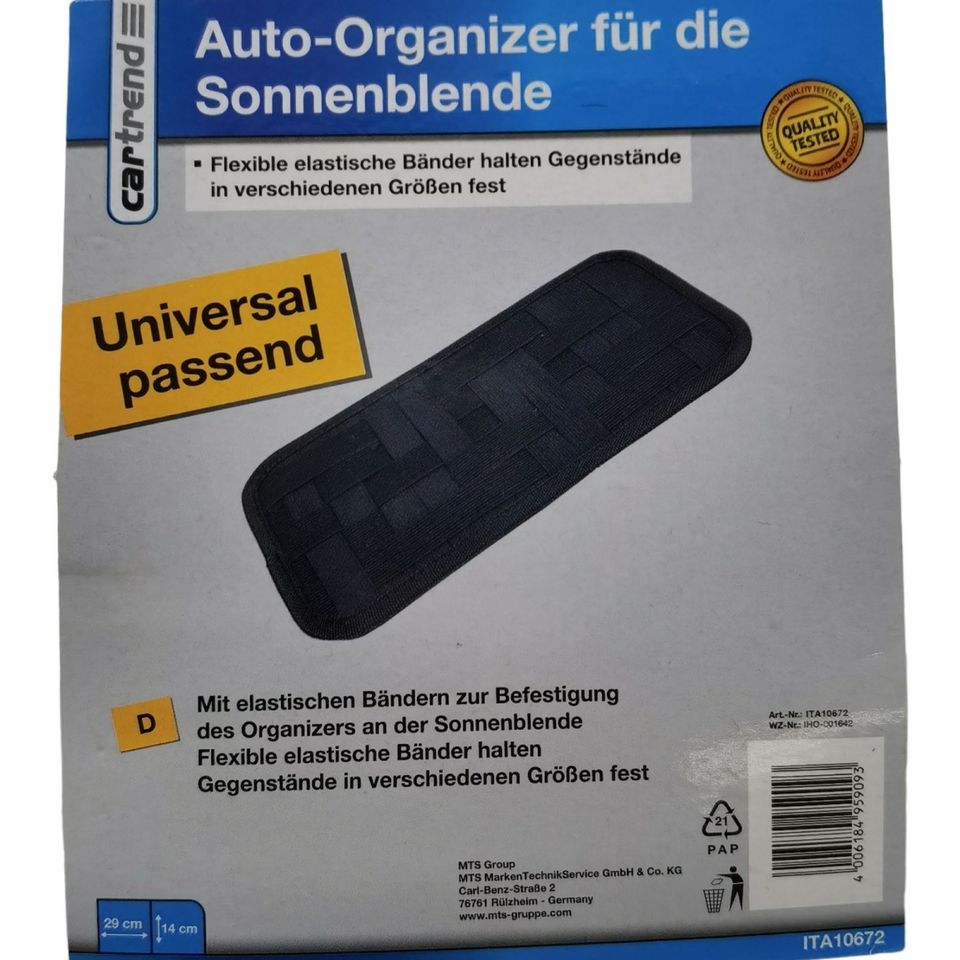 Auto Organizer Sonnenblende Universal 2er Pack elastische Bänder in Hamburg