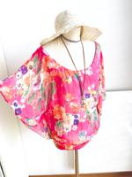 Tunika Bluse Shirt ITALY M L Rose pink Blüten Top Kimono Hessen - Darmstadt Vorschau