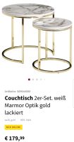 Couchtisch Beistelltisch Gold 2 er Set. Weiß Marmor Optik Hessen - Rüsselsheim Vorschau