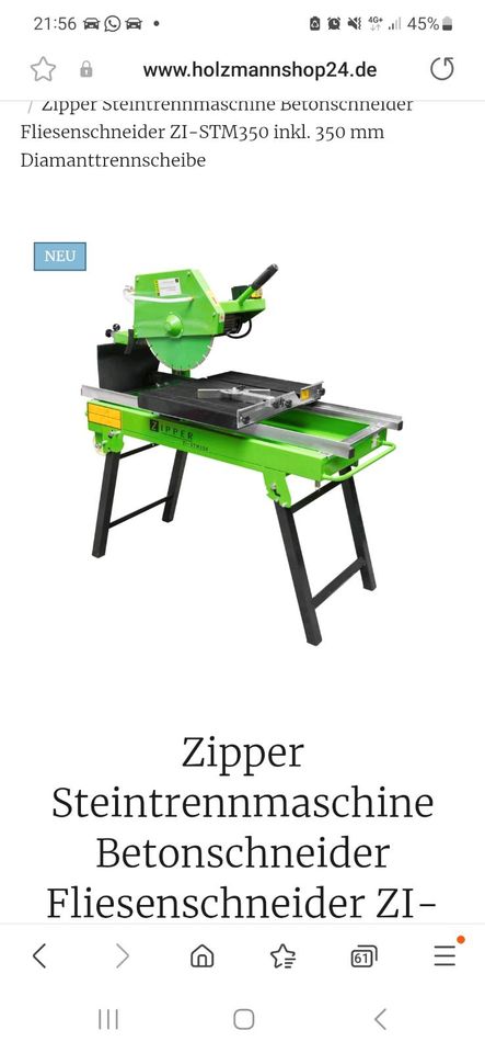 Zipper ZI-STM350 Steintrennmaschine in Dortmund