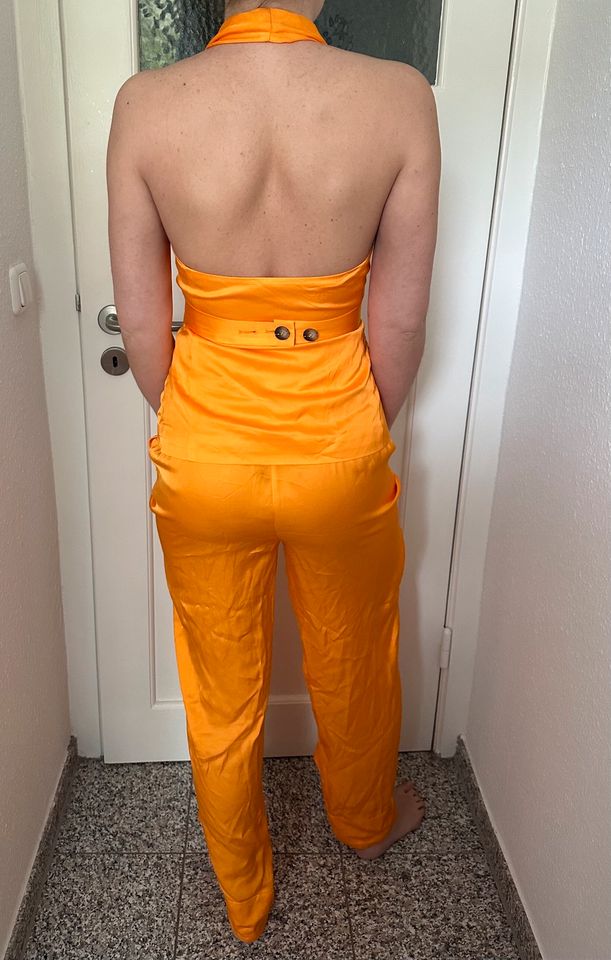 Selected Set Zweiteiler 36 38 Hose weit Weste Top orange Satin in Hamburg