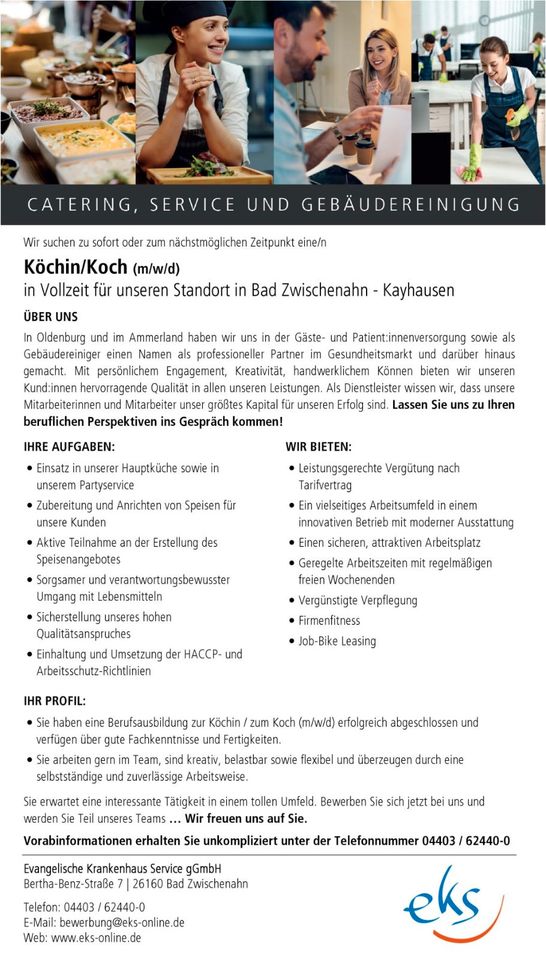 Köchin/Koch (m/w/d) in Bad Zwischenahn