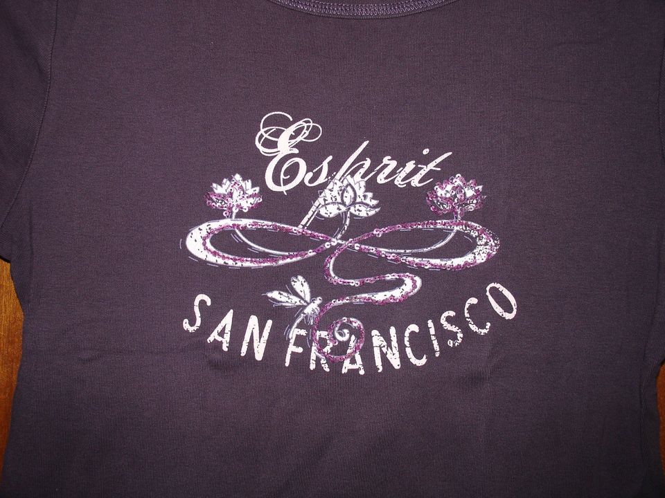 ★ ESPRIT T-Shirt lila San Francisco Pailletten Blumen M S ★ in Witten