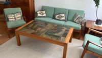 Couchtisch Vollholz-Teak, massive Steinplatte, super-gut erhalten Kr. München - Neubiberg Vorschau