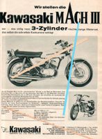 Kawasaki Mach III Werbeanzeige Reklame Vintage-Deko 1969 Baden-Württemberg - Schopfheim Vorschau