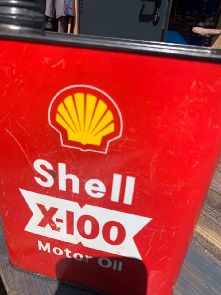 Shell X-100 Öldose rot 60er ungeöffnet Deko Oldtimer Garage Vespa in Korschenbroich