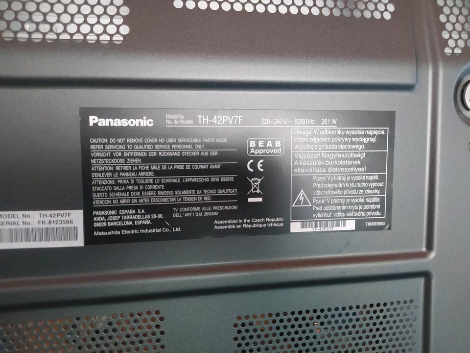 Panasonic Viera Plasma TV 105cm in Ispringen