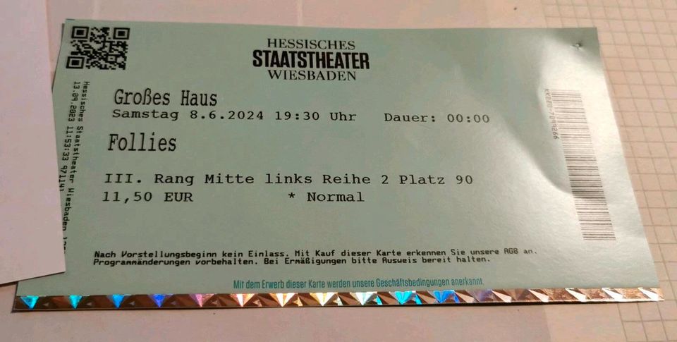 Musicalkarte Follies Staatstheater Wiesbaden in Wiesbaden